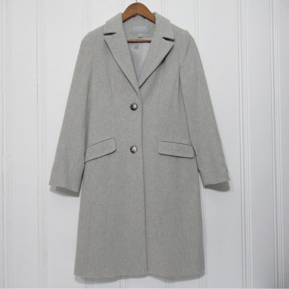 Pure Collection Wool Cashmere Gray Coat Size 4 - Picture 1 of 17
